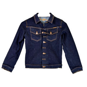Nudie Jeans Denim Jacket Organic Cotton Dark Blue Tiny Tore Kid Dry Rinse 10 Yrs